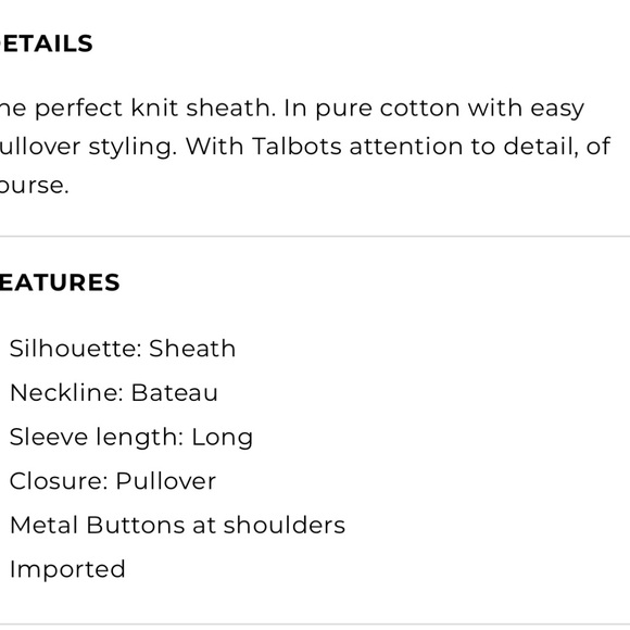 NWOT TALBOTS Knit dress size Small - Picture 6 of 6